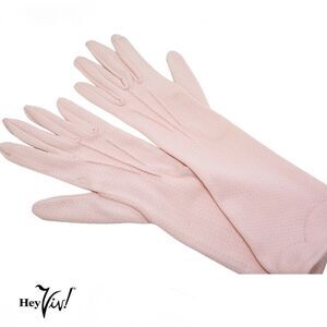 Vintage Pink Kayser Mid Arm Gloves Textured Weave Scallop Design Sze 7 - Hey Viv